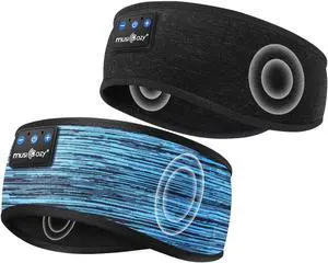 MUSICOZY Sleep Headphones Bluetooth Headband, Sleep Mask With Bluetooth Sleep Headphones, Sports Sleeping Headphones Sleep Earbuds with Ultra-Thin HD Stereo Speakers for Travel Workout, 2 Packs