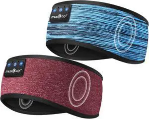 MUSICOZY Sleep Headphones Bluetooth Headband Wireless Music Headband Headphones, Earbuds for Side Sleepers Women Men Workout Running Travel Yoga Cool Gadgets Unique Gift, 2 Packs