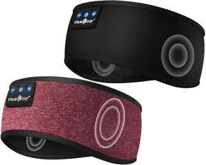 MUSICOZY Sleep Headphones Bluetooth Headband Wireless Music Headband Headphones, Earbuds IPX6 Waterproof for Side Sleepers Women Men Workout Running Insomnia Travel Yoga Cool Gadgets Unique Gift 2 Pcs