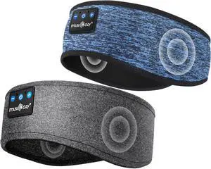 MUSICOZY Sleep Headphones Bluetooth Headband, Wireless Music Sleeping Headphones Sleep Mask Earbuds for Side Sleepers Workout Running Travel Yoga Cool Gadgets Tech Unique Gift, Pack of 2
