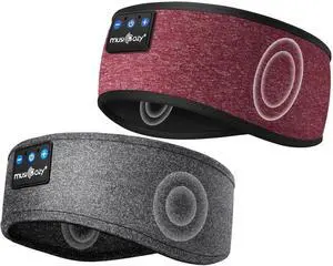 MUSICOZY Sleep Headphones Bluetooth Headband, Wireless Music Sleeping Headphones Sleep Mask Earbuds for Side Sleepers Workout Running Travel Yoga Cool Gadgets Tech Unique Gift, Pack of 2