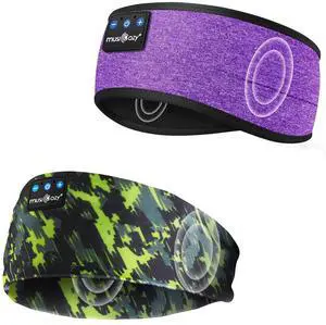 MUSICOZY Sleep Headphones Bluetooth 5.4 Headband, Sports Wireless Earphones Sweat Resistant Earbuds Sleeping Headphone with Ultra-Thin HD Stereo Speaker for Workout Running Cool Gadgets Unique Gifts