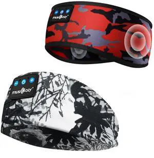 MUSICOZY Sleep Headphones Bluetooth 5.4 Headband, Sports Wireless Earphones Sweat Resistant Earbuds Sleeping Headphone with Ultra-Thin HD Stereo Speaker for Workout Running Cool Gadgets Unique Gifts