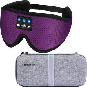 MUSICOZY 3D Bluetooth Sleep Mask & Hard Storage Case Bundle with Breathable Design, Wireless Headphones for Ultimate Comfort During Sleep & Travel