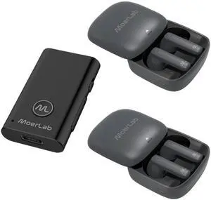 Moerlab Auracast Solution Bundle Kit: 1 MoerDuo & 2 hearClear Earbuds Bundle-Seamless Bluetooth Auracast Audio for Enhanced Listening!