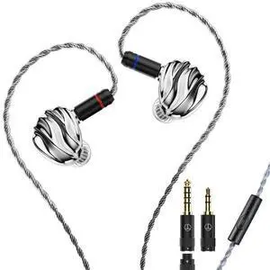 LEAUDIO TRN Shell 4DD Planar Hybrid Headpohnes with 2Pin Detachable Cable Interchangeable Nozzle Design Earphones (with mic)