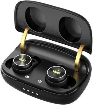 Monster Clarity 101Plus AirLinks Wireless Earbuds, Bluetooth 5.0 in-Ear Headphones with Charging Case, Stereo Earphones Deep Bass Sound, Built-in Mic, Clear Call, Water Resistant Design for Sports.