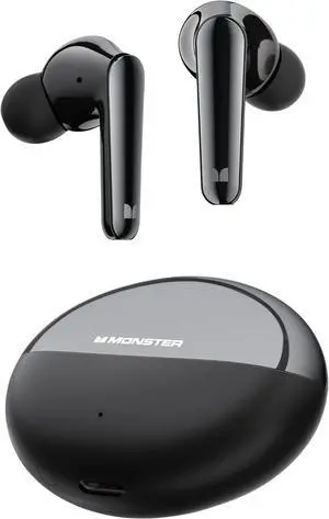 Monster N-Lite 203 AirLinks Wireless Earbuds, Bluetooth 5.3 Headphones HiFi Stereo, Wireless Earphones with HD Clear Call, 30H Playback, Touch Control, Type-C Charging, IPX6 Waterproof in-Ear Earbuds