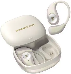 Monster Open Ear AC510 Earbuds, Bluetooth6.0 Wireless Earbuds, Stereo Sound Ear Buds with AI Intelligent Noise Reduction, Type-C Charging, Touch Control, 25H Playback, IPX5 Waterproof Earphones(White)