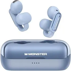 Monster Open AC601 Wireless Earbuds, Comfort Clip-On Bluetooth Earphones, Bluetooth 5.4 Earbuds with Environmental Noise Cancellation, IPX5 Waterproof & Touch Control Wireless Headphones(Blue)