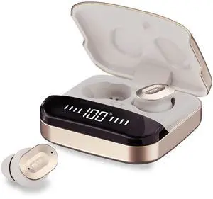 MIXX StreamBuds Ultra Dots True Wireless Earbuds with Zinc Alloy Charging Case, 24H Battery, Touch Controls, Custom EQ via App, Fast Charging, Bluetooth 5.3 (Champagne)