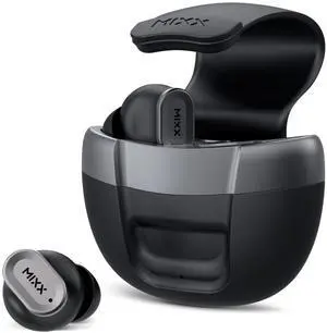 MIXX StreamBuds Solo 1 True Wireless Earbuds  Bluetooth 5.1 with 18 Hour Total Playtime, Quick Charge, Touch Controls, Built-in Mic, Custom Fit Ear Cushions, Voice Assistant Compatible - Black