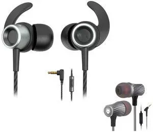 MINDBEAST Super Bass Amazing Sound Promo Package Deal - Super Bass 90%-Noise Isolating Earbuds with Microphone and Case and Noise Cancelling Headphones Wired Earbuds for Sport Workout with Earhooks