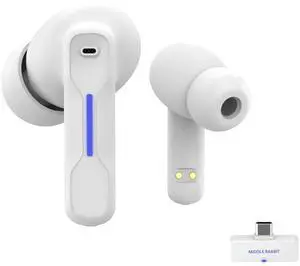 Middle Rabbit SW4 USB Wireless Earbuds for PC and Laptop: Bluetooth Headphones with 2.4GHz Dongle for Work, Wireless Headset for Work, with Microphone, Earphones with Mic for Computer Desktop(White)