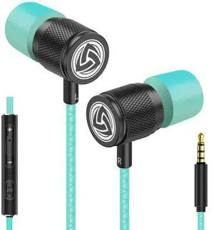 LUDOS Ultra Wired Earbuds in-Ear Headphones, 5 Years Warranty, Earphones with Mic, Noise Isolating Ear Buds, Memory Foam for iPhone, Samsung, School Students, Kids, Women, Small Ears - Turquoise