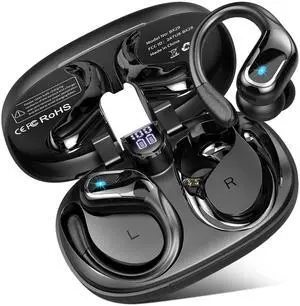 Wireless Earbud Bluetooth 5.4 Headphones 75Hrs Playtime, 2025 Bluetooth Earbuds Deep Bass Noise Cancelling Mic, Over Ear Bud with Sport Earhooks, IPX7 Waterproof Wireless Earphones for Workout/Running