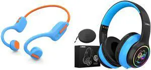 LOBKIN Kids Headphones Open Ear,Bluetooth 5.3 Air Conduction Wireless Lightweight Kids Earbuds IPX5 Waterproof with Microphone for School,Home and Outdoor Activities Gifts for Boys Girls