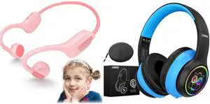LOBKIN Kids Headphones Open Ear,Bluetooth 5.3 Air Conduction Wireless Lightweight Kids Earbuds IPX5 Waterproof with Microphone for School,Home and Outdoor Activities Gifts for Boys Girls