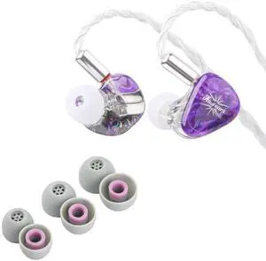 Linsoul Kiwi Ears Orchestra Lite Performance Custom 8BA in-Ear Monitor(Purple) + Kiwi Ears Flex Earbud Tips S/M/L Size
