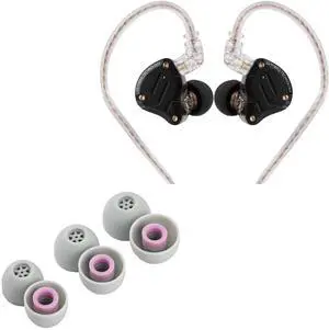 Linsoul KZ ZS10 Pro 4BA+1DD 5 Driver in Ear Monitor(with Mic, Dark Black) + Kiwi Ears Flex Earbud Tips, 3 Pairs, S/M/L Size