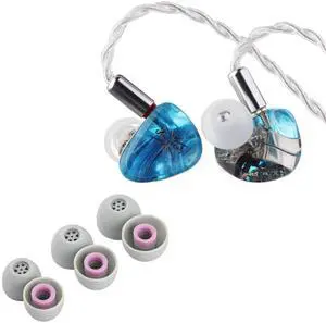 Linsoul Kiwi Ears Orchestra Lite Performance Custom 8BA in-Ear Monitor(Blue) + Kiwi Ears Flex Earbud Tips S/M/L Size