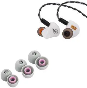 Linsoul ZiiGaat x Fresh Reviews Arete in Ear Monitor, 1DD+4BA Hybrid Earphone IEM (White) + Linsoul Kiwi Ears Flex Earbud Tips, Replacement Silicone IEM Tips, 3 Pairs, S/M/L Size