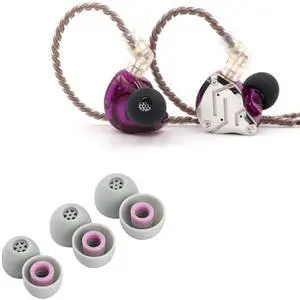 Linsoul KZ ZS10 Pro 4BA+1DD 5 Driver in Ear Monitor(Without Mic, Purple) + Kiwi Ears Flex Earbud Tips, 3 Pairs, S/M/L Size