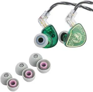 Linsoul TANGZU Waner S.G HiFi 10mm Dynamic Driver PET Diaphragm in-Ear Earphone(Green, with Mic) + Kiwi Ears Flex Earbud Tips