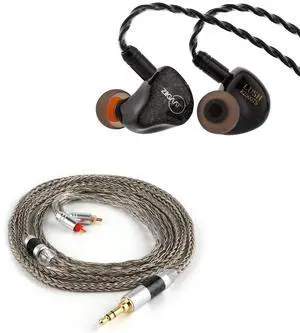 Linsoul ZiiGaat Lush in Ear Monitor, 1DD+4BA Hybrid Earphone IEM, Studio Monitor Tunning Wired Earbuds with Detachable Cable (Silver) Tripowin Zonie IEM Cable(2pin 0.78mm, 3.5mm)(Grey)