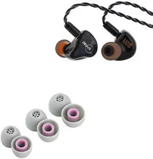 Linsoul ZiiGaat Lush in Ear Monitor, 1DD+4BA Hybrid Earphone IEM (Silver Blue) Kiwi Ears Flex Earbud Tips, Replacement Silicone IEM Tips, 3 Pairs, S/M/L Size