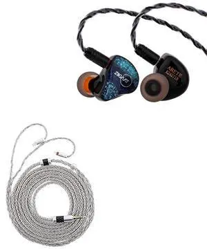 Linsoul ZiiGaat x Fresh Reviews Arete in Ear Monitor, 1DD+4BA Hybrid Earphone IEM (Blue) Tripowin Zonie IEM Cable, 2m Long Earbud Cord, 16 Core Silver Plated Earphone Cable(2Pin)