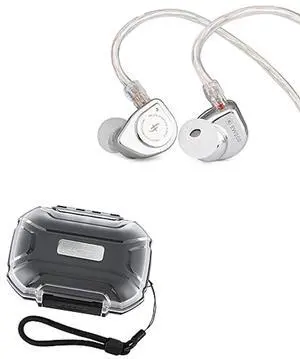 Linsoul SIMGOT EW200 10mm SCP Diaphragm Dynamic Driver in-Ear Earphones (EW200 Without Mic) LC02 in Ear Monitor Case, Portable Earbud Hard Case