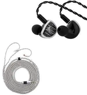 Linsoul Kiwi Ears Aether in Ear Monitor, 15.3mm Large Planar Driver IEM Earphone Tripowin Zonie IEM Cable, 2m Long Earbud Cord, 16 Core Silver Plated Earphone Cable(2Pin)