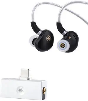Linsoul 7HZ G1 in-Ear Monitor, 10mm DLC Diaphragm Dynamic Driver IEM Earphone(with Mic) + Kiwi Ears Allegro Mini Portable IEM DAC, in Ear Monitor Amplifier