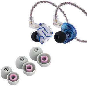 Linsoul KZ ZS10 Pro, 4BA+1DD 5 Driver in-Ear HiFi Metal Earphones (with Mic) + Kiwi Ears Flex Earbud Tips, Replacement Silicone IEM Tips