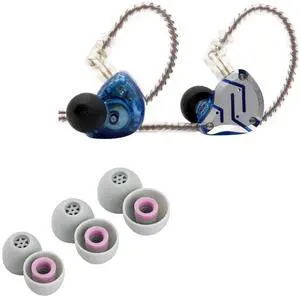 Linsoul KZ ZS10 Pro 4BA+1DD 5 Driver in Ear Monitor(Without Mic, Glare Blue) + Kiwi Ears Flex Earbud Tips, 3 Pairs, S/M/L Size