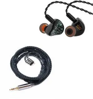 Linsoul ZiiGaat Arcanis in Ear Monitor, Professional 2DD+5BA Hybrid IEM Earphone + Tripowin Zonie IEM Cable, 16 Core Silver Plated Earphone Upgraded Cords(2pin 0.78mm, 3.5mm)(Moss)