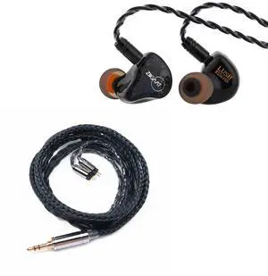 Linsoul ZiiGaat Lush in Ear Monitor, 1DD+4BA Hybrid Earphone IEM(Silver Blue) Tripowin Zonie IEM Cable, 16 Core Silver Plated Earphone Upgraded Cords(2pin 0.78mm, 3.5mm)(Moss)