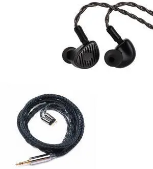 Linsoul Kiwi Ears Septet in Ear Monitor, 1DD + 4BA + 1 Planar + 1 PZT Quadbrid IEM Earphones + Tripowin Zonie IEM Cable, 16 Core Silver Plated Earphone Upgraded Cords(2pin 0.78mm, 3.5mm)(Moss)