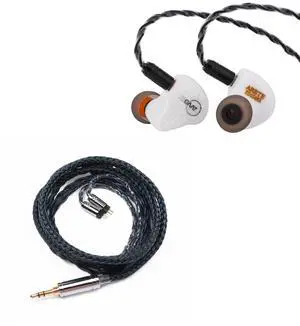 Linsoul ZiiGaat x Fresh Reviews Arete in Ear Monitor, 1DD+4BA Hybrid Earphone IEM + Tripowin Zonie IEM Cable, 16 Core Silver Plated Earphone Upgraded Cords((2pin 0.78mm, 3.5mm)
