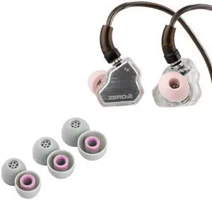 Linsoul 7Hz x Crinacle Zero:2 Updated 10mm Dynamic Driver in Ear Monitor(Silver) + Kiwi Ears Flex Earbud Tips, 3 Pairs, S/M/L Size