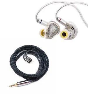 Linsoul TANGZU Wan'er S.G II in Ear Monitor,HiFi Wired Earbuds(Clear White, 4.4mm) + Tripowin Zonie IEM Cable(2pin 0.78mm, 3.5mm)(Moss)