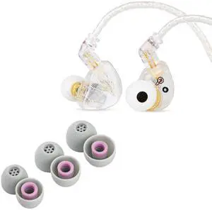 Linsoul TANGZU Waner S.G HiFi 10mm Dynamic Driver PET Diaphragm in-Ear Earphone(White) + Kiwi Ears Flex Earbud Tips