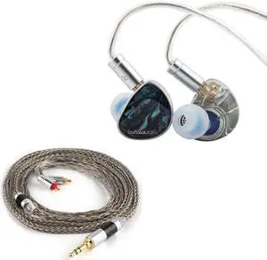 Linsoul INAWAKEN Dawn Ms in Ear Monitor,11.2mm Dynamic Driver IEM,Wired Gaming Earbuds & Tripowin Zonie 16 Core Silver Plated IEM Cable, SPC Earphone Cable