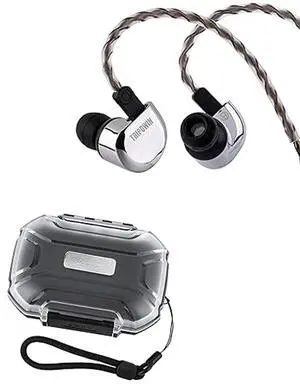 Linsoul Tripowin Ruta10 in Ear Monitor, 10mm LCP Dynamic Driver IEM Earphones, HiFi Wired Earbuds(Silver) + LC02 in Ear Monitor Case, Portable Earbud Hard Case