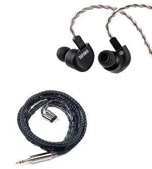 Linsoul Tripowin Ruta10 in Ear Monitor, 10mm LCP Dynamic Driver IEM Earphones (Black) Tripowin Zonie IEM Cable, 16 Core Silver Plated Earphone Upgraded Cords(2pin 0.78mm, 3.5mm)(Moss)