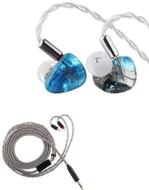 Linsoul Kiwi Ears Orchestra Lite Performance Custom 8BA in-Ear Monitor IEM(Blue) + Tripowin Zonie HiFi in-Ear Monitor Upgrade Cable(3.5MM,2PIN)