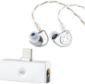 Linsoul SIMGOT EW300 1DD+1Planar+1PZT Hybrid Driver in Ear Monitor, Wired Earbuds IEM, Gaming Earbuds with Detachable Nozzles & Kiwi Ears Allegro Mini Portable IEM DAC, in Ear Monitor Amplifier
