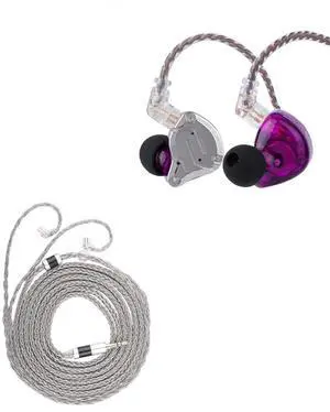 Linsoul KZ ZS10 Pro, 4BA+1DD 5 Driver in Ear Monitor(Without Mic, Purple) + Tripowin Zonie 2M IEM Cable(Recessed 2Pin, Grey)