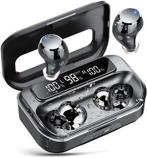 Ear Buds Wireless Bluetooth Earbuds Bluetooth 5.3 Headphones with 4 ENC Noise Cancelling Mic Powerful Bass In-Ear Earbuds with LED Display 128H IP7 Waterproof 2025 New Earphones for ios/Android